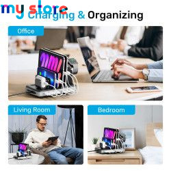 Unitek USB C Charging Station 120W Fast Charging Stand with Type-C PD 60W 6 Ports Charging Dock for iPhone iPad Airpods MacBook 