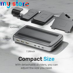 Unitek USB C Charging Station 120W Fast Charging Stand with Type-C PD 60W 6 Ports Charging Dock for iPhone iPad Airpods MacBook 