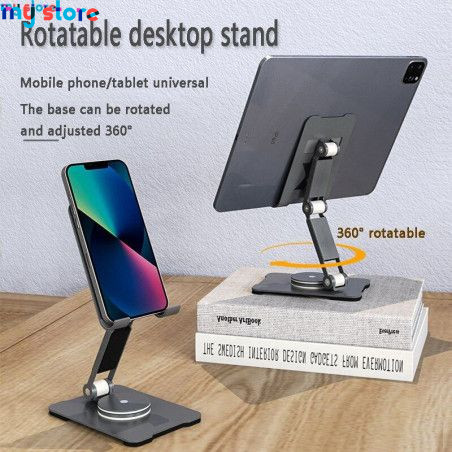 360 Rotate Metal Desk Mobile Phone Holder Stand For iPhone iPad Xiaomi Adjustable Desktop Tablet Holderl Table Cell Phone Stand 