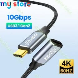 USB C 3.1 Gen2 10Gbps Extension Cable Type C to C PD 100W QC4.0 3.0 5A Fast Charging Cable For MacBook Pro 4k 60Hz Video Cable 3
