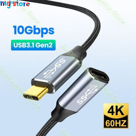 USB C 3.1 Gen2 10Gbps Extension Cable Type C to C PD 100W QC4.0 3.0 5A Fast Charging Cable For MacBook Pro 4k 60Hz Video Cable 3