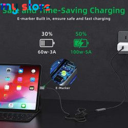 USB C 3.1 Gen2 10Gbps Extension Cable Type C to C PD 100W QC4.0 3.0 5A Fast Charging Cable For MacBook Pro 4k 60Hz Video Cable 7