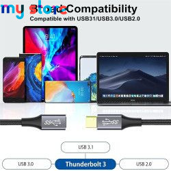 USB C 3.1 Gen2 10Gbps Extension Cable Type C to C PD 100W QC4.0 3.0 5A Fast Charging Cable For MacBook Pro 4k 60Hz Video Cable 8