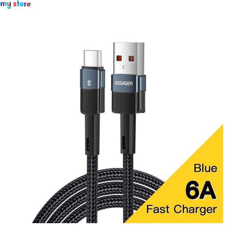 Essager 6A Type C USB Cable Fast Charging For Huawei P40 Pro P30 66W Wire Charger Data Cord For Samsung S21 Ultra S20 Poco 2 - M