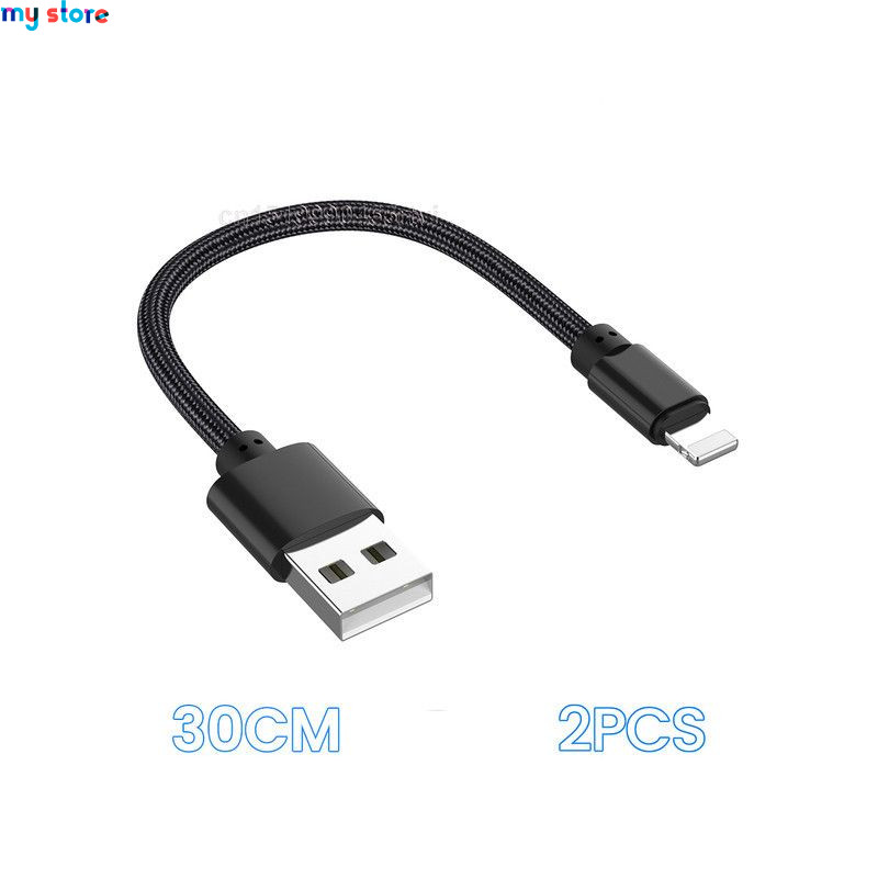 Portable 30cm USB Data Cable USB A To 8Pin 2.4A Fast Charging Kable Safe TPE Phone Charge Short Cord For iPhone 14 13 12 Pro Max