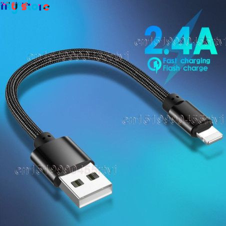 Portable 30cm USB Data Cable USB A To 8Pin 2.4A Fast Charging Kable Safe TPE Phone Charge Short Cord For iPhone 14 13 12 Pro Max