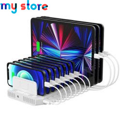 Unitek 60W USB Charging Station 10-Port Multiple USB Charger Dock with QC3.0 Fast Charging for iPad Tablet Kindle iPhone Samsung