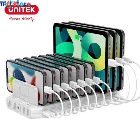 Unitek 96W Charging Station 10 Ports USB Fast Charger Dock for iPhone Samsung iPad Tablet Kindle Multi-USB Charge with Smart IC 