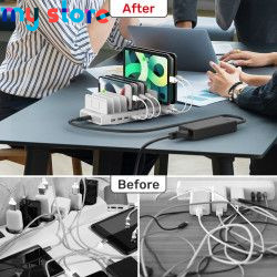 Unitek 96W Charging Station 10 Ports USB Fast Charger Dock for iPhone Samsung iPad Tablet Kindle Multi-USB Charge with Smart IC 