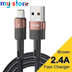 Essager Fast Charging For iPhone Usb Cable 11 12 13 Pro Max Mini Xs Xr X SE 8 7 6 Plus 6s 5 5s 2.4A Wire For iPhone Charger Cord